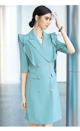 Sophisticated Teal Blue Tailored Dress